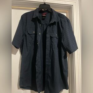 Men’s button down short sleeve shirt.